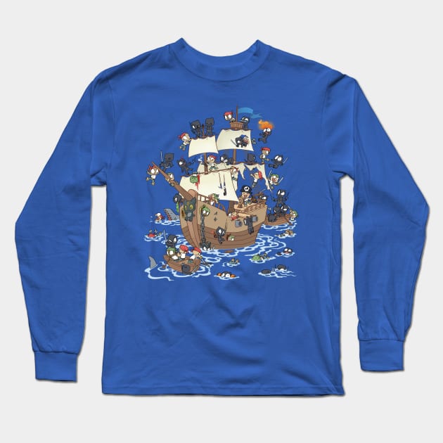 Ninja Attack! Long Sleeve T-Shirt by Dooomcat